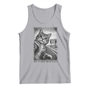 Funny Road Trip Cat Selfie with Highway 66 Tank Top Centennial 1926-2026 Historic Highway Humor TS02 Athletic Heather Print Your Wear