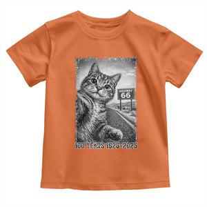 Funny Road Trip Cat Selfie with Highway 66 Toddler T Shirt Centennial 1926-2026 Historic Highway Humor TS02 Orange Print Your Wear