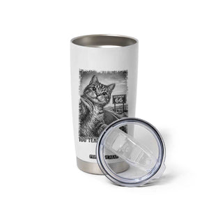 Funny Road Trip Cat Selfie with Highway 66 Tumbler Cup Centennial 1926-2026 Historic Highway Humor TS02 Print Your Wear