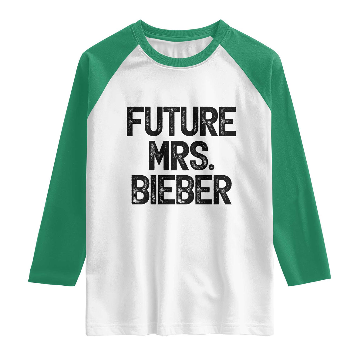 Future Mrs. Pop Star Bride to Be Raglan Shirt Iconic Music Fan Gift Vintage TS02 White Kelly Green Print Your Wear