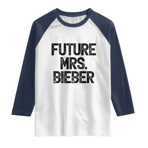 Future Mrs. Pop Star Bride to Be Raglan Shirt Iconic Music Fan Gift Vintage TS02 White Navy Print Your Wear