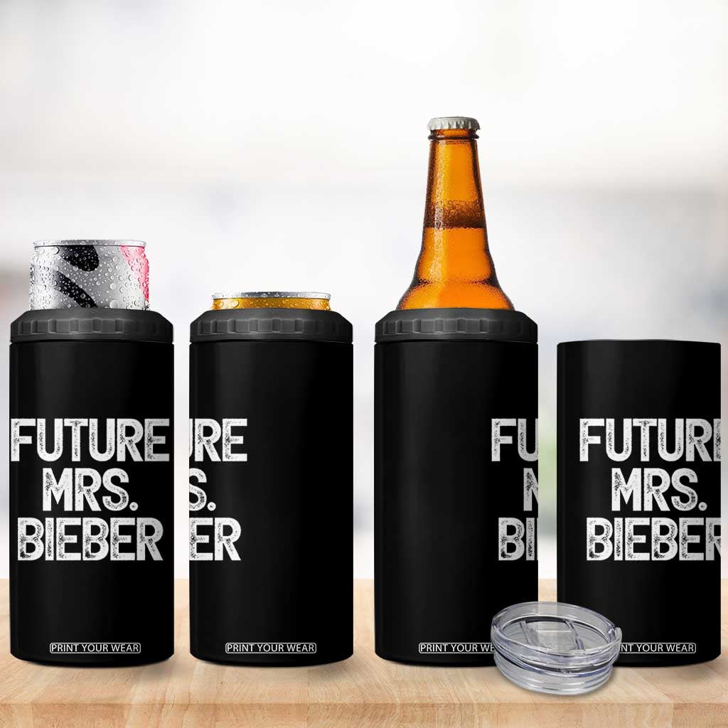 Future Mrs. Pop Star Bride to Be White Script 4 in 1 Can Cooler Tumbler Iconic Music Fan Gift Vintage TS02 Print Your Wear