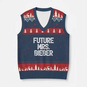 Future Mrs. Pop Star Bride to Be White Script V-Neck Knit Sweater Vest Iconic Music Fan Gift Vintage TS02 Navy Red Print Your Wear