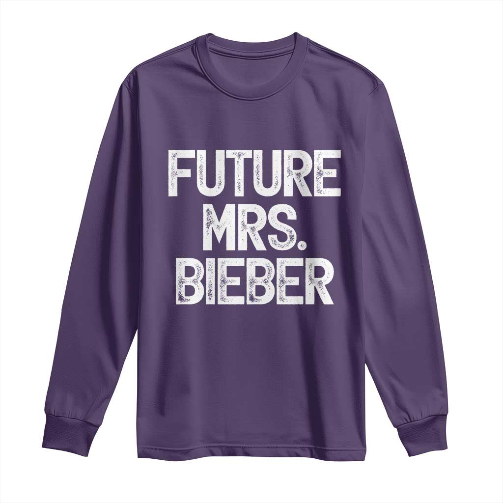 Future Mrs. Pop Star Bride to Be White Script Long Sleeve Shirt Iconic Music Fan Gift Vintage TS02 Purple Print Your Wear