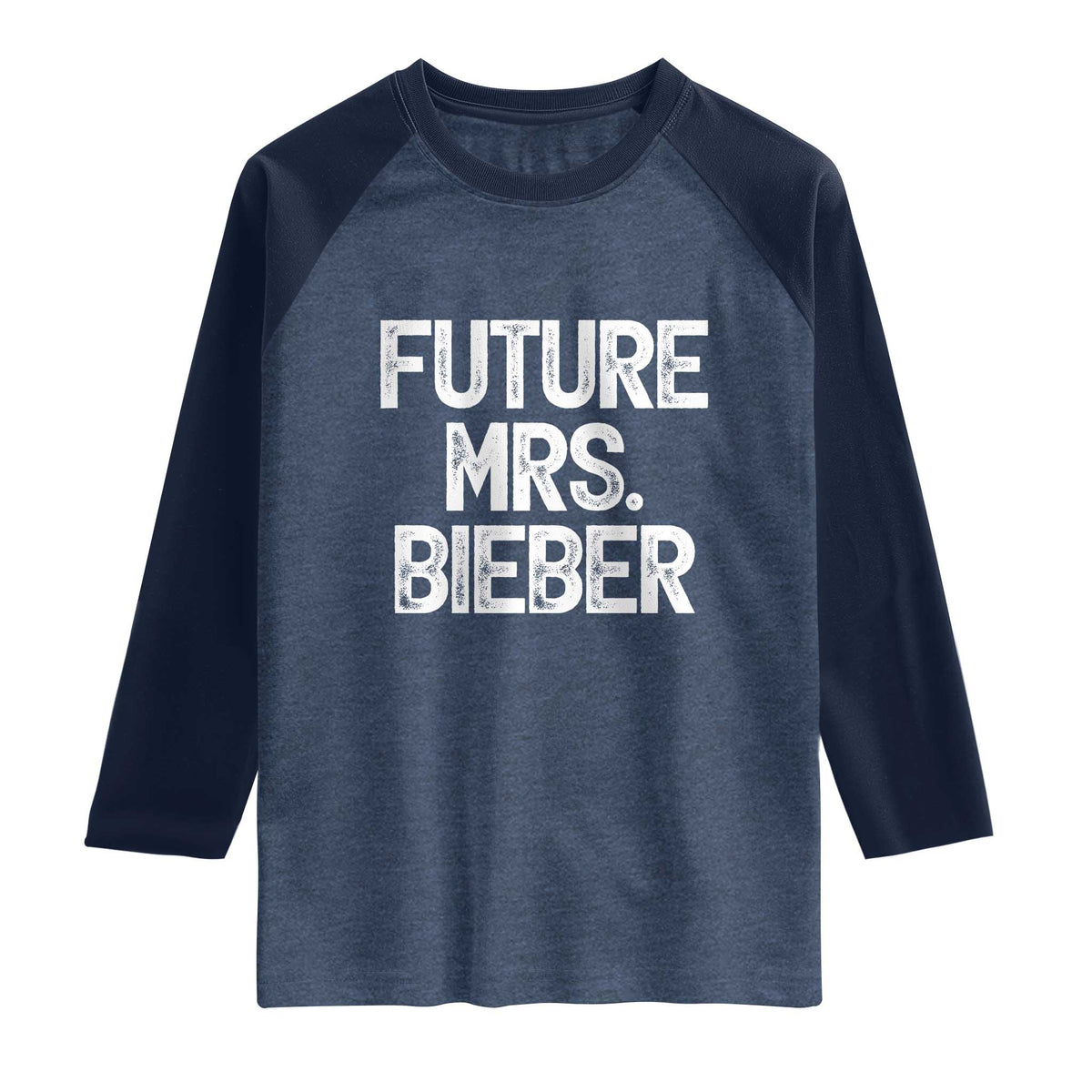Future Mrs. Pop Star Bride to Be White Script Raglan Shirt Iconic Music Fan Gift Vintage TS02 Heather Denim Navy Print Your Wear