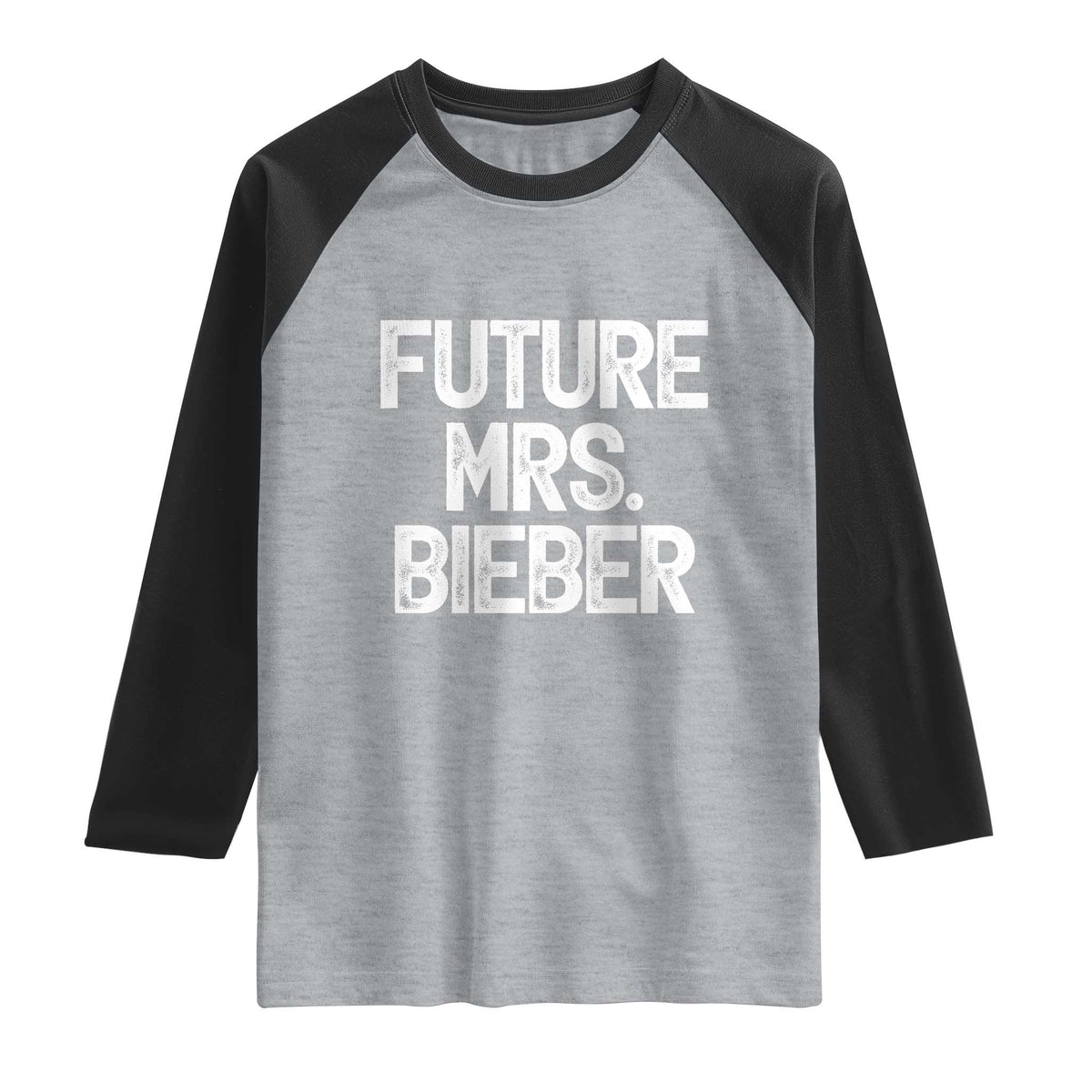 Future Mrs. Pop Star Bride to Be White Script Raglan Shirt Iconic Music Fan Gift Vintage TS02 Heather Gray Black Print Your Wear
