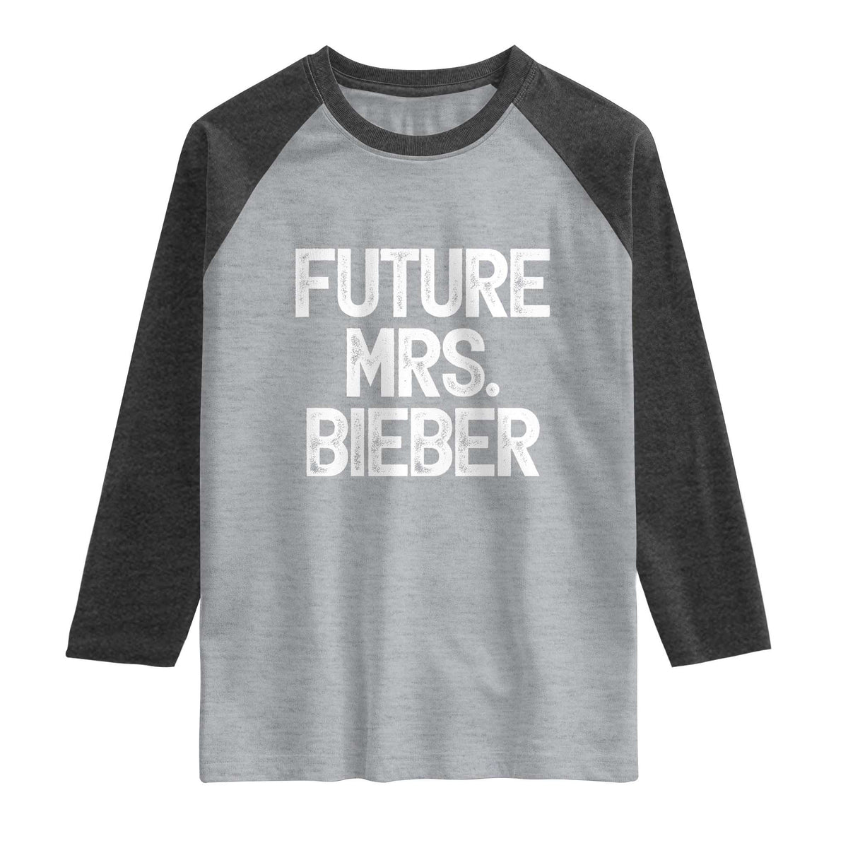 Future Mrs. Pop Star Bride to Be White Script Raglan Shirt Iconic Music Fan Gift Vintage TS02 Heather Gray Heather Charcoal Print Your Wear