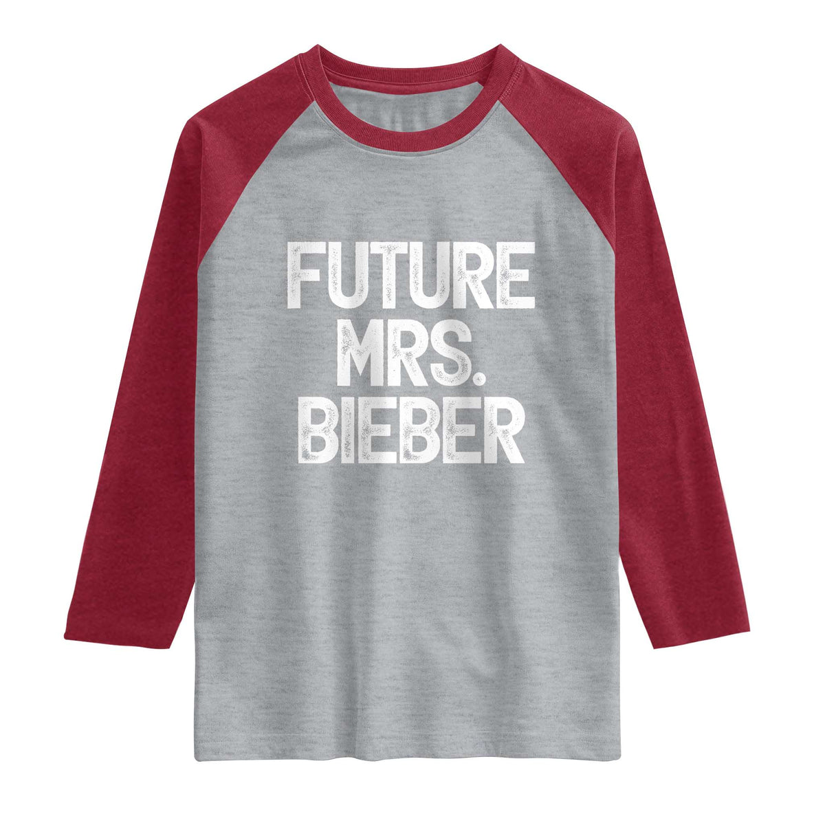 Future Mrs. Pop Star Bride to Be White Script Raglan Shirt Iconic Music Fan Gift Vintage TS02 Heather Gray Heather Red Print Your Wear