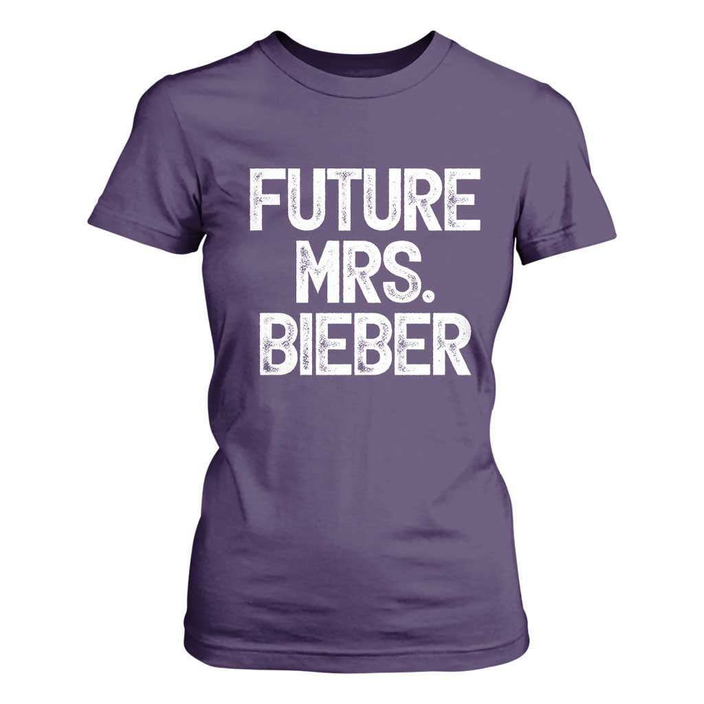 Future Mrs. Pop Star Bride to Be White Script T Shirt For Women Iconic Music Fan Gift Vintage TS02 Purple Print Your Wear