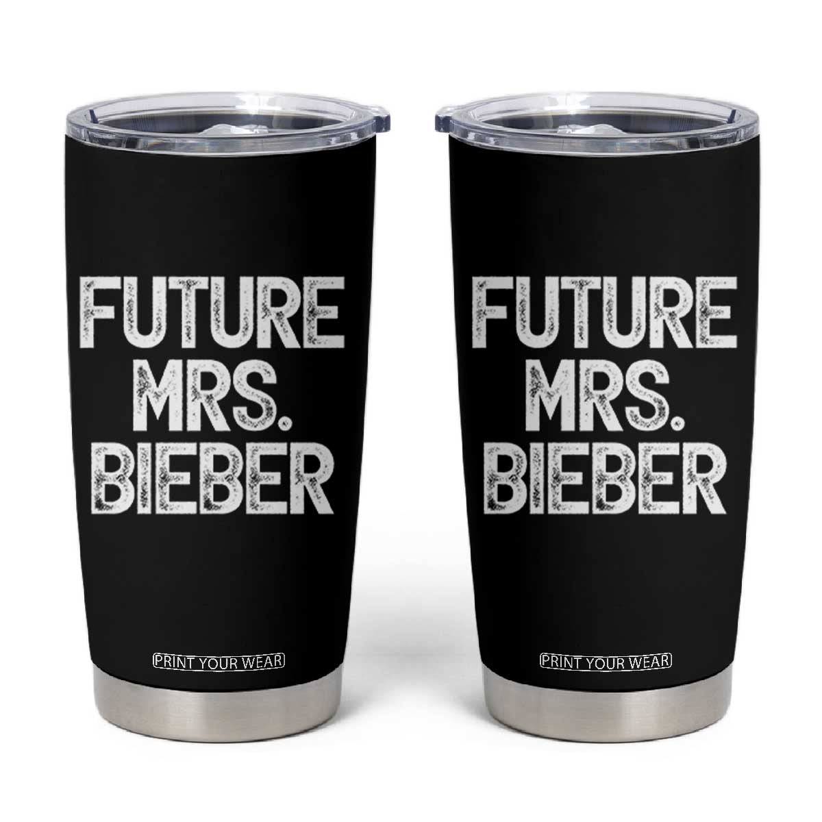 Future Mrs. Pop Star Bride to Be White Script Tumbler Cup Iconic Music Fan Gift Vintage TS02 Black Print Your Wear