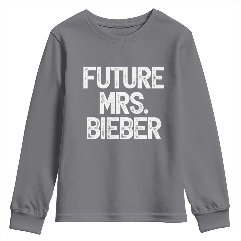 Future Mrs. Pop Star Bride to Be White Script Youth Sweatshirt Iconic Music Fan Gift Vintage TS02 Charcoal Print Your Wear
