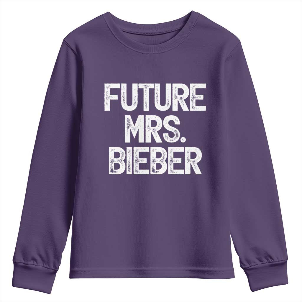 Future Mrs. Pop Star Bride to Be White Script Youth Sweatshirt Iconic Music Fan Gift Vintage TS02 Purple Print Your Wear