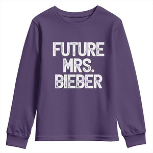 Future Mrs. Pop Star Bride to Be White Script Youth Sweatshirt Iconic Music Fan Gift Vintage TS02 Purple Print Your Wear