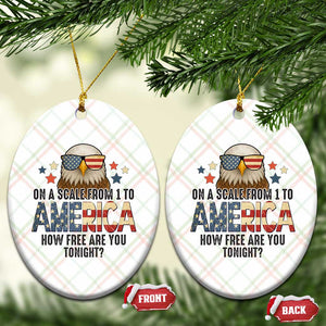 Patriotic Bald Eagle Ceramic Ornament How Free Are You Tonight 4th of July TS02 Print Your Wear