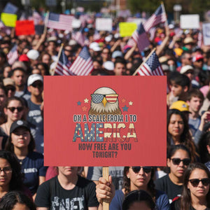 Patriotic Bald Eagle Protest Sign How Free Are You Tonight 4th of July TS02 Horizontal 18" × 24" Red Print Your Wear
