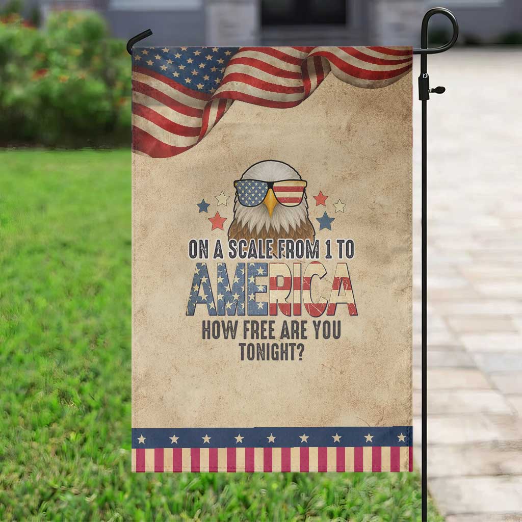 Patriotic Bald Eagle Garden Flag How Free Are You Tonight 4th of July TS02 Vintage Rustic Tan Navy Print Your Wear