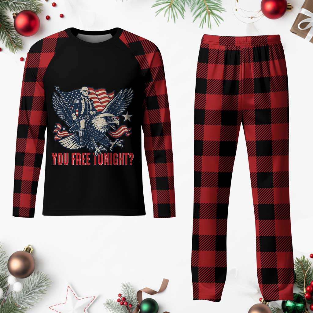 George Washington Rides Bald Eagle Plaid Pajama Set You Free Tonight Patriotic 4th of July TS02 Buffalo Plaid Print Your Wear