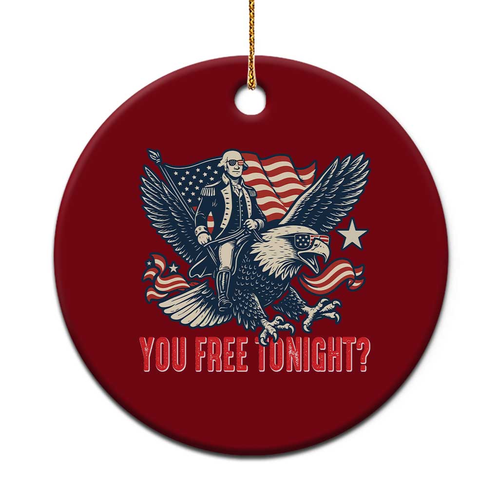 George Washington Rides Bald Eagle Ceramic Ornament You Free Tonight Patriotic 4th of July TS02 1pc Red Print Your Wear