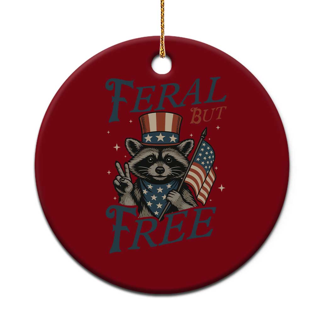 Funny Raccoon Patriotic Ceramic Ornament Feral But Free 4th Of July American Flag TS02 1pc Red Print Your Wear