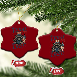 Funny Raccoon Patriotic Ceramic Ornament Feral But Free 4th Of July American Flag TS02 Print Your Wear