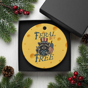 Funny Raccoon Patriotic Ceramic Ornament Feral But Free 4th Of July American Flag TS02 1pc Yellow Cheese Print Your Wear