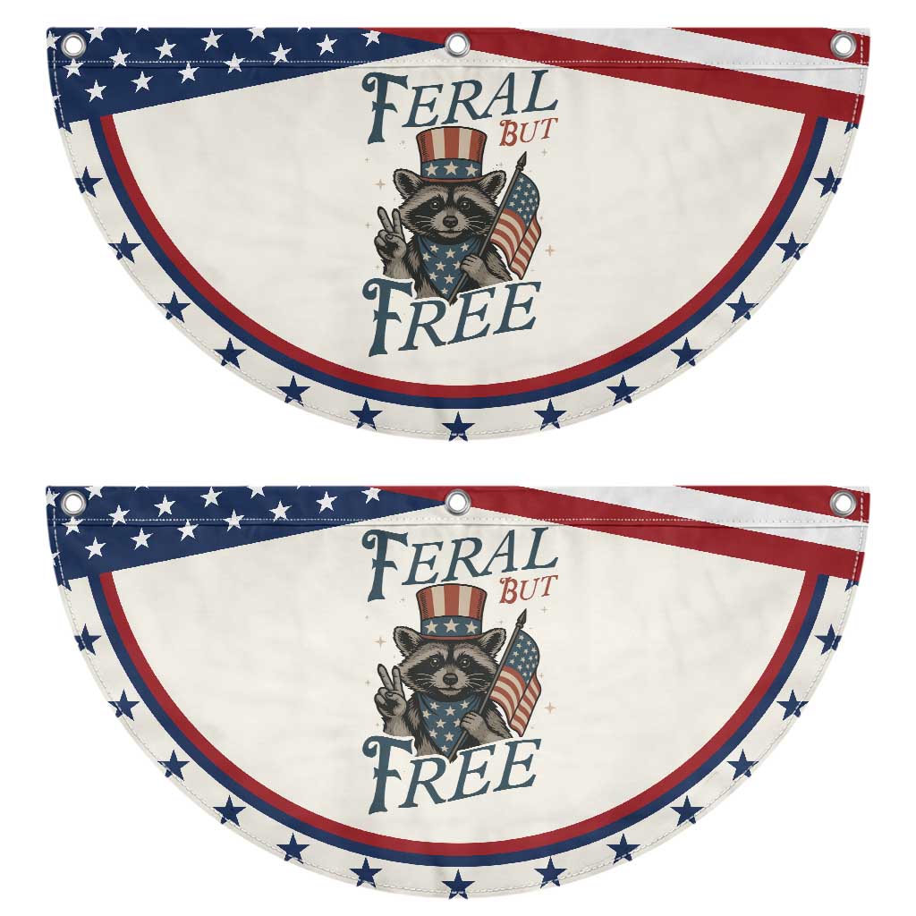 Funny Raccoon American Patriotic Fan Flag Feral But Free 4th Of July American Flag