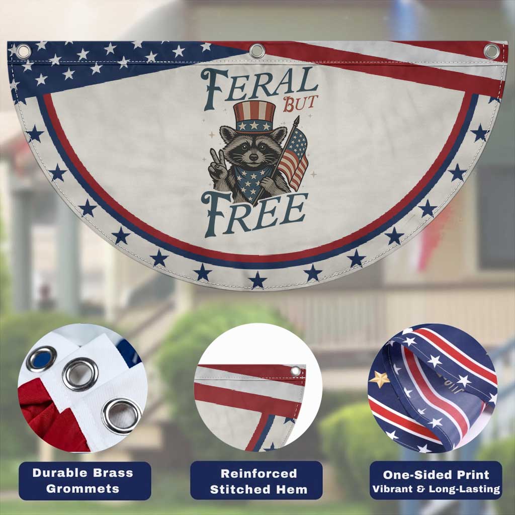 Funny Raccoon American Patriotic Fan Flag Feral But Free 4th Of July American Flag