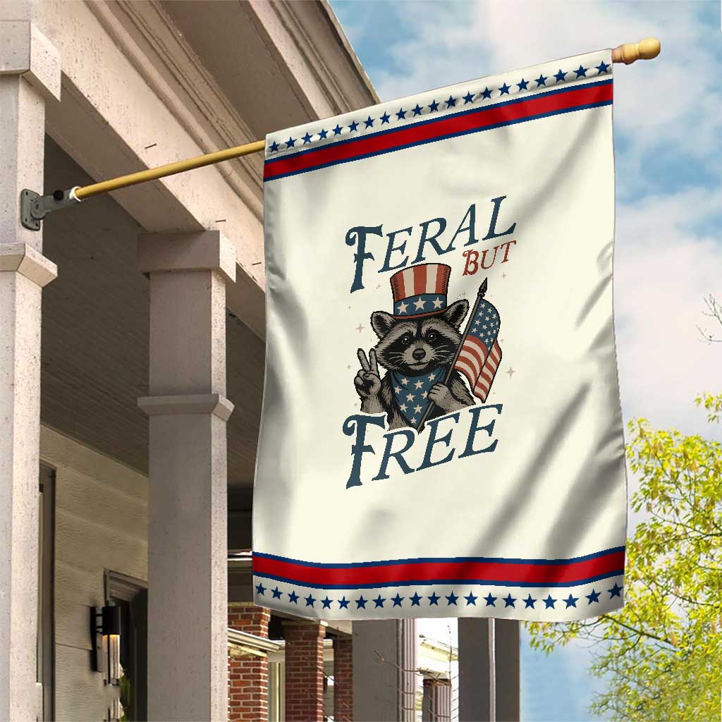 Funny Raccoon Patriotic Garden Flag Feral But Free 4th Of July American Flag TS02 Modern Beige Red Print Your Wear
