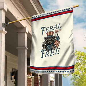 Funny Raccoon Patriotic Garden Flag Feral But Free 4th Of July American Flag TS02 Modern Beige Red Print Your Wear