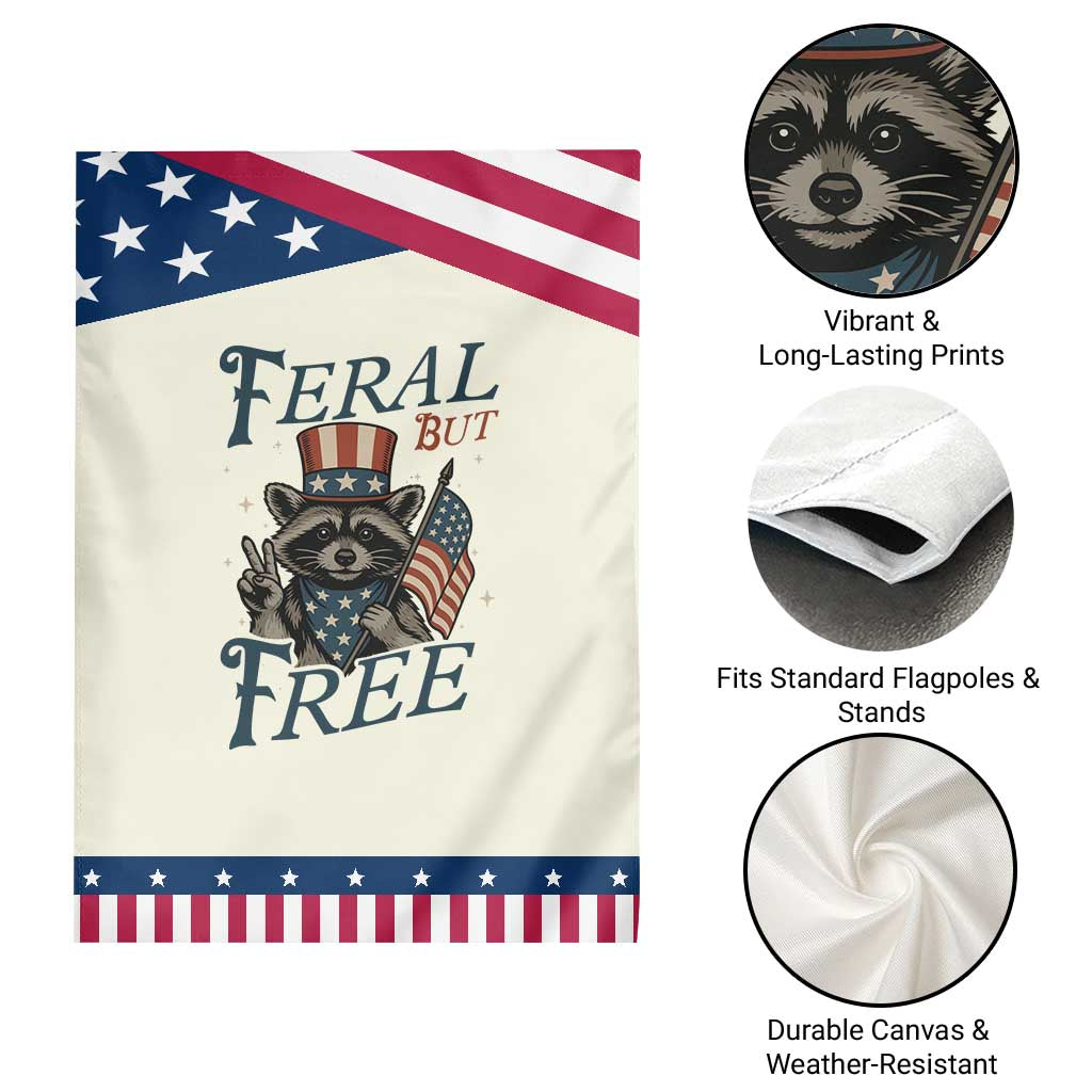 Funny Raccoon Patriotic Garden Flag Feral But Free 4th Of July American Flag TS02 Print Your Wear