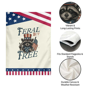 Funny Raccoon Patriotic Garden Flag Feral But Free 4th Of July American Flag TS02 Print Your Wear