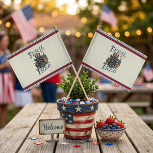 Funny Raccoon Patriotic Patriotic Handheld Flag Feral But Free 4th Of July American Flag TS02 Modern 8.2" × 5.5" Beige Red Print Your Wear