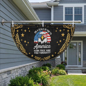 American Bald Eagle Patriotic Fan Flag On A Scale Of One To America How Free Are You Tonight