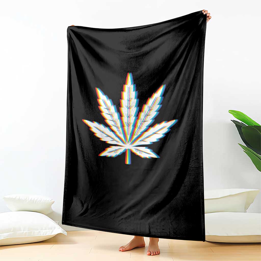 Cannabis Leaf Glitch Effect Graphic Throw Blanket Retro RGB Distortion Weed and Stoner Lifestyle TS02 Print Your Wear