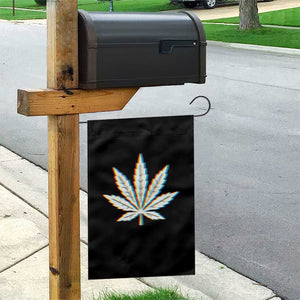 Cannabis Leaf Glitch Effect Graphic Garden Flag Retro RGB Distortion Weed and Stoner Lifestyle