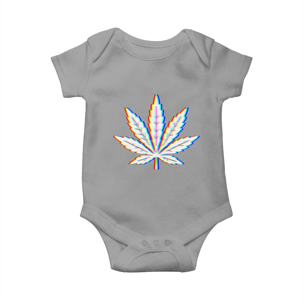 Cannabis Leaf Glitch Effect Graphic Baby Onesie Retro RGB Distortion Weed and Stoner Lifestyle TS02 Sport Gray Print Your Wear