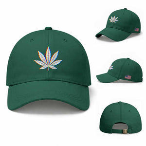 Cannabis Leaf Glitch Effect Graphic Baseball Cap Retro RGB Distortion Weed and Stoner Lifestyle TS02 Baseball Cap Universal Fit Irish Green Print Your Wear