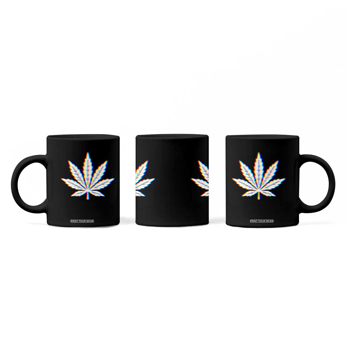Cannabis Leaf Glitch Effect Graphic Coffee Mug Retro RGB Distortion Weed and Stoner Lifestyle TS02 Print Your Wear