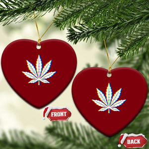 Cannabis Leaf Glitch Effect Graphic Ceramic Ornament Retro RGB Distortion Weed and Stoner Lifestyle