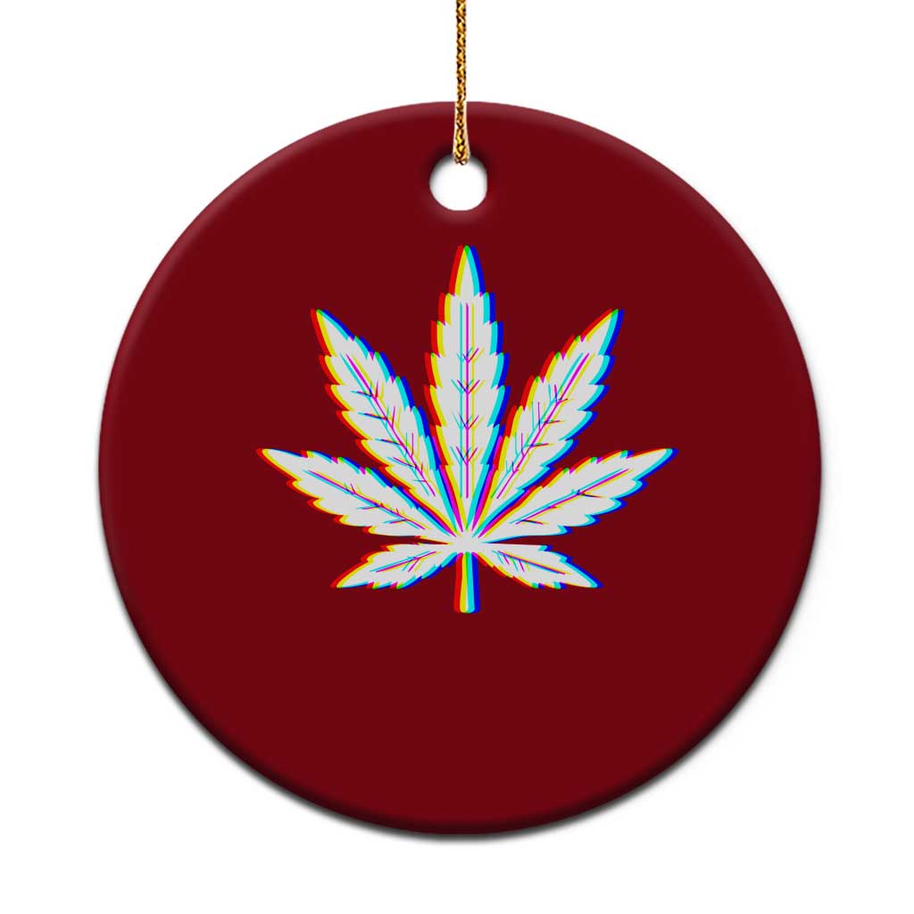 Cannabis Leaf Glitch Effect Graphic Ceramic Ornament Retro RGB Distortion Weed and Stoner Lifestyle TS02 1pc Red Print Your Wear
