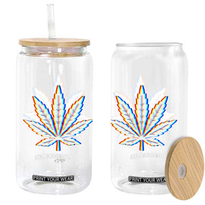 Cannabis Leaf Glitch Effect Graphic Glass Can Retro RGB Distortion Weed and Stoner Lifestyle TS02 Print Your Wear