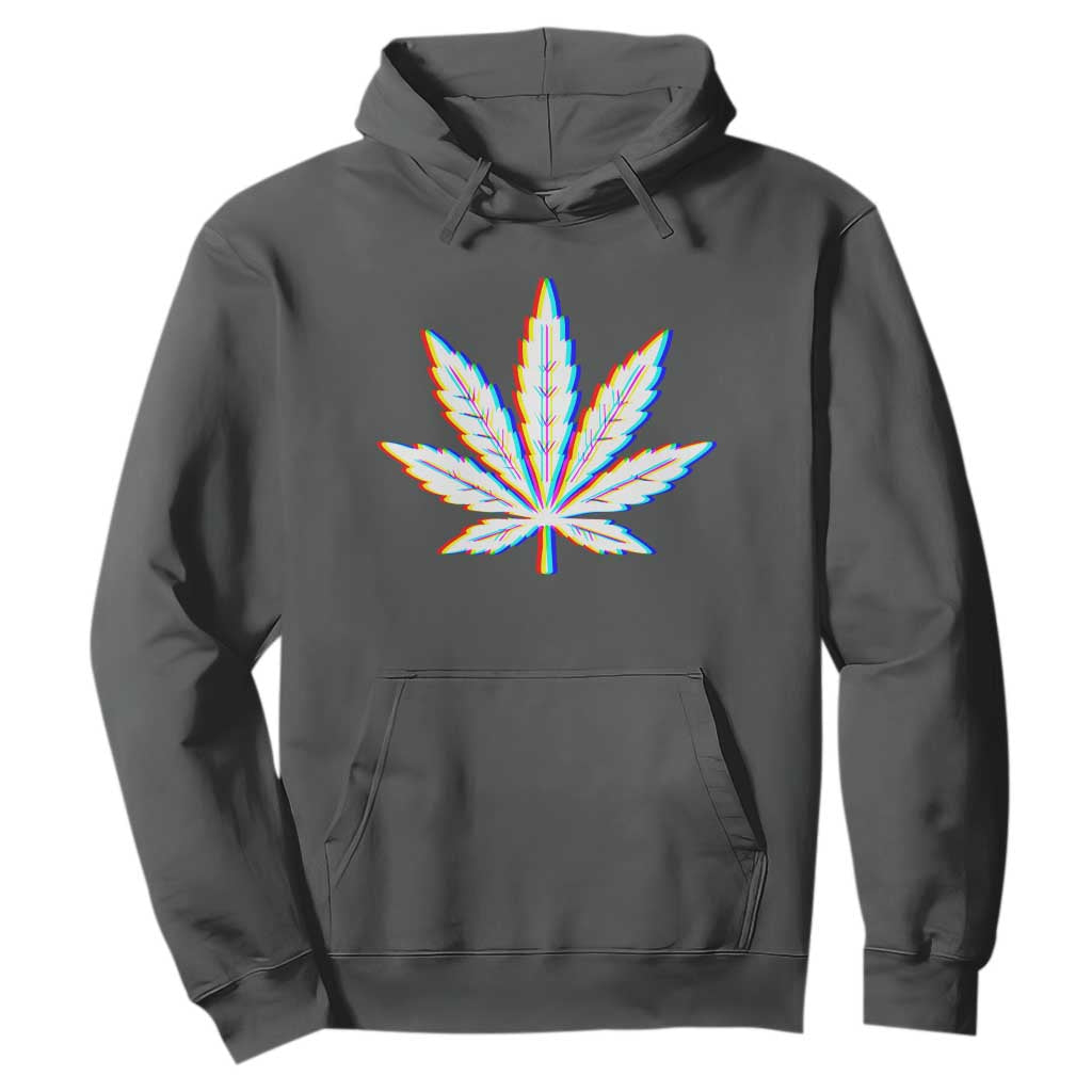 Cannabis Leaf Glitch Effect Graphic Hoodie Retro RGB Distortion Weed and Stoner Lifestyle