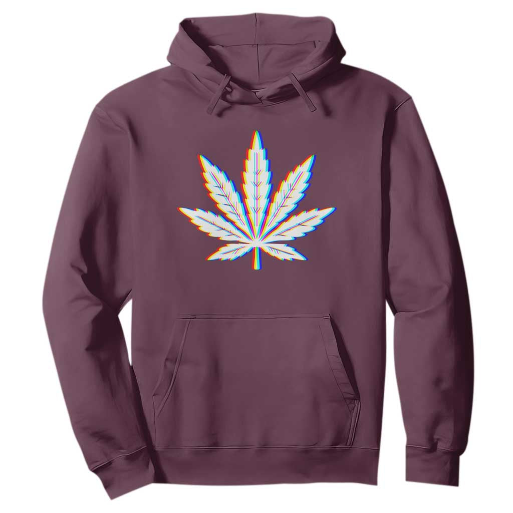 Cannabis Leaf Glitch Effect Graphic Hoodie Retro RGB Distortion Weed and Stoner Lifestyle