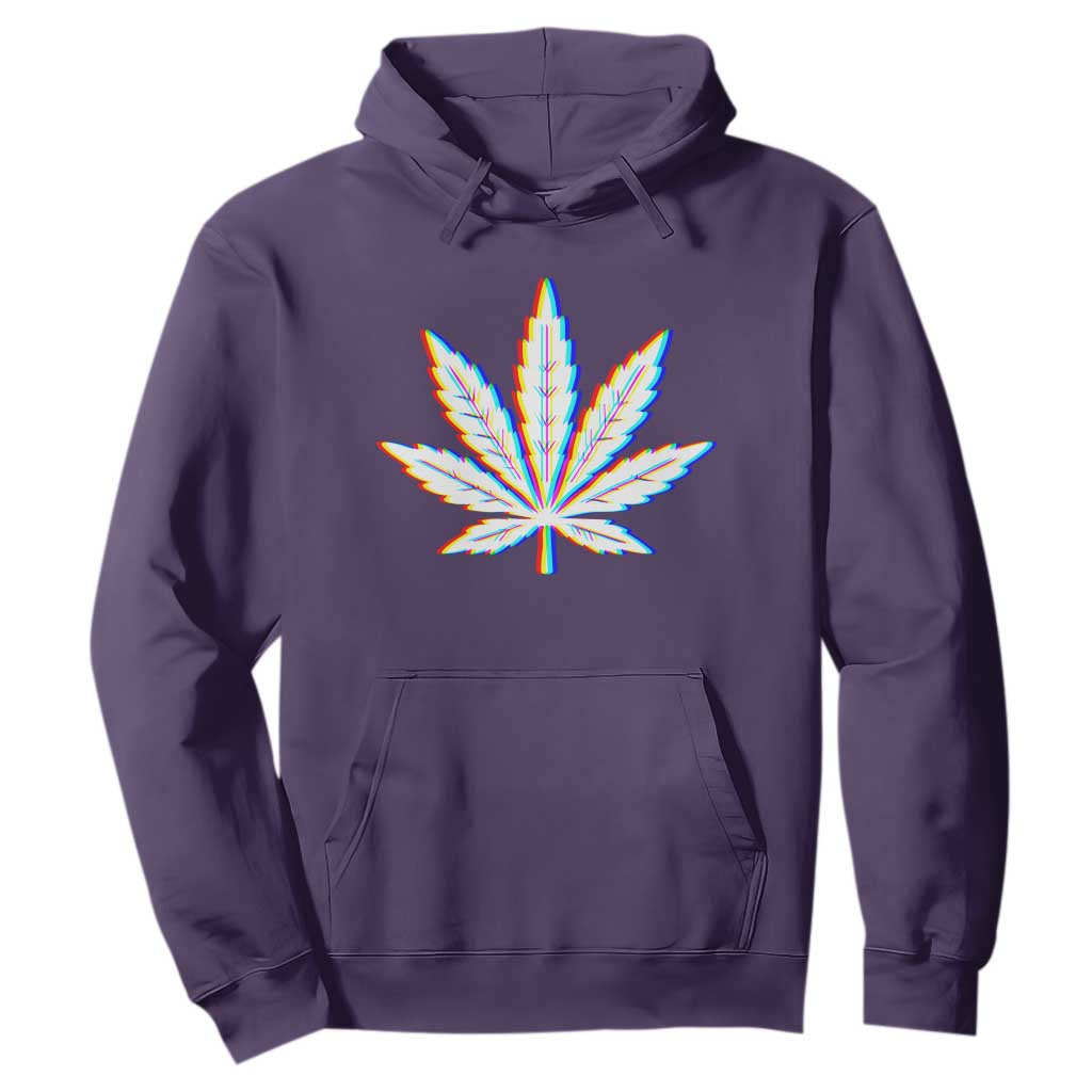 Cannabis Leaf Glitch Effect Graphic Hoodie Retro RGB Distortion Weed and Stoner Lifestyle