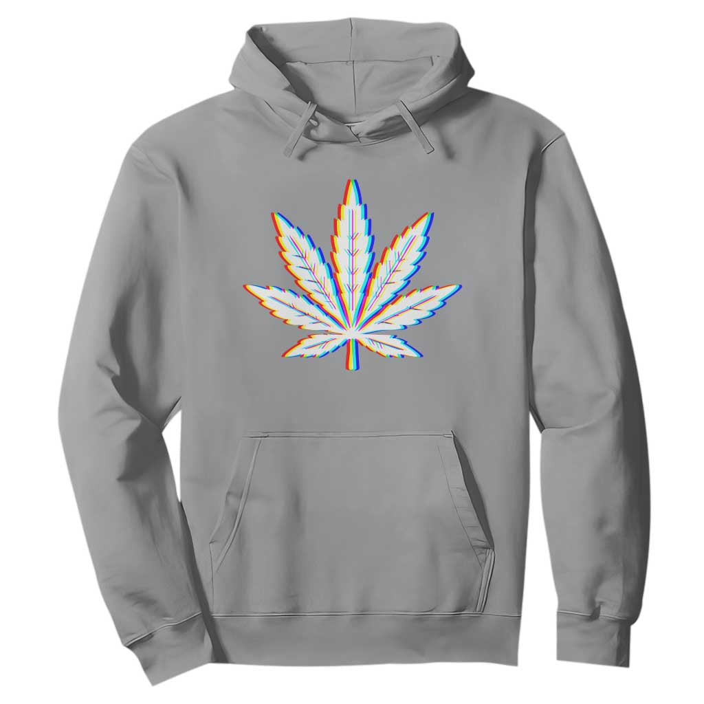 Cannabis Leaf Glitch Effect Graphic Hoodie Retro RGB Distortion Weed and Stoner Lifestyle