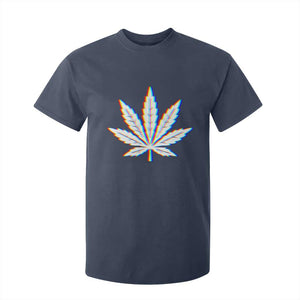 Cannabis Leaf Glitch Effect Graphic T Shirt For Kid Retro RGB Distortion Weed and Stoner Lifestyle TS02 Navy Print Your Wear