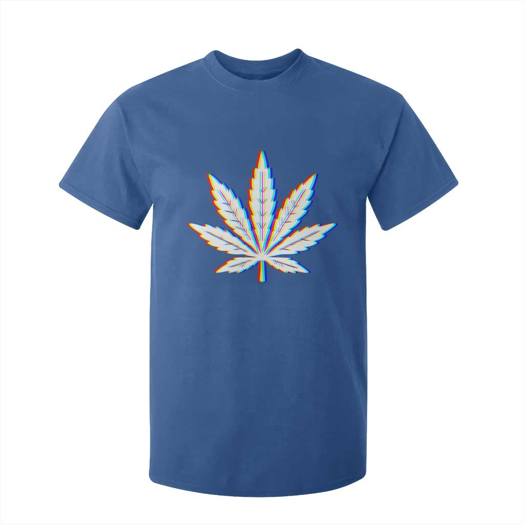 Cannabis Leaf Glitch Effect Graphic T Shirt For Kid Retro RGB Distortion Weed and Stoner Lifestyle TS02 Royal Blue Print Your Wear