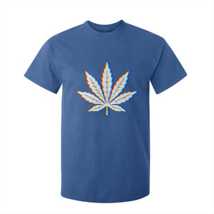 Cannabis Leaf Glitch Effect Graphic T Shirt For Kid Retro RGB Distortion Weed and Stoner Lifestyle TS02 Royal Blue Print Your Wear
