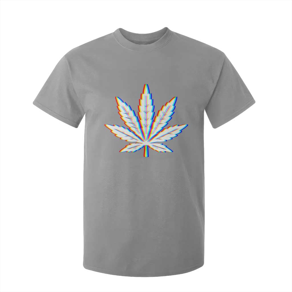 Cannabis Leaf Glitch Effect Graphic T Shirt For Kid Retro RGB Distortion Weed and Stoner Lifestyle TS02 Sport Gray Print Your Wear