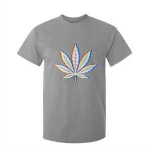 Cannabis Leaf Glitch Effect Graphic T Shirt For Kid Retro RGB Distortion Weed and Stoner Lifestyle TS02 Sport Gray Print Your Wear